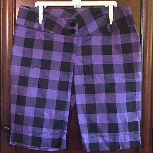 🆕 La Scala Purple/Black Plaid Bermuda Shorts-Med